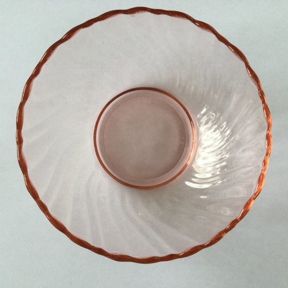 Vintage Arcoroc France Rosaline Pink swirled pressed Glass ice cream bowl - Picture 5 of 5